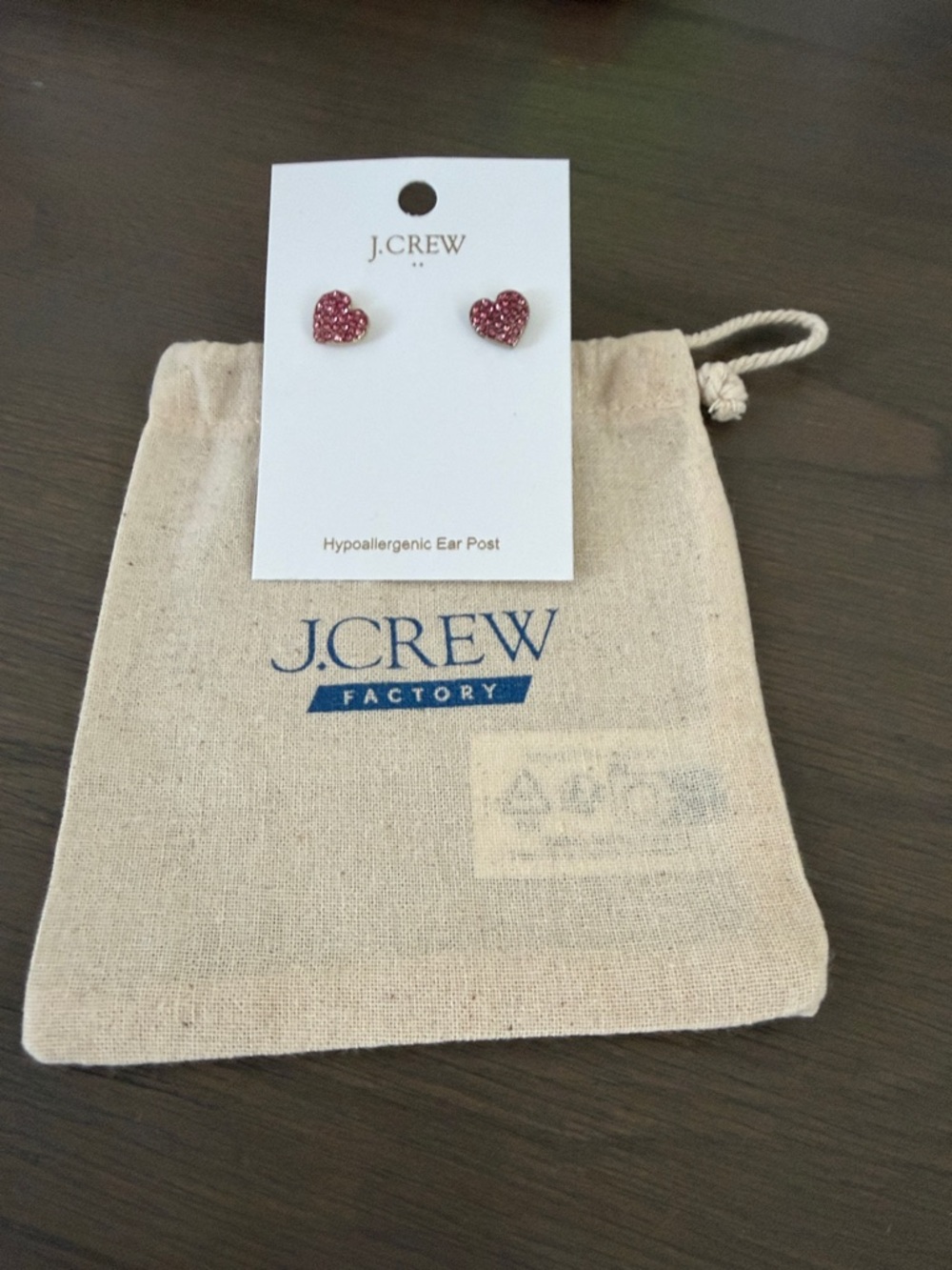 J. Crew Sparkling Pink Heart Stud Earrings